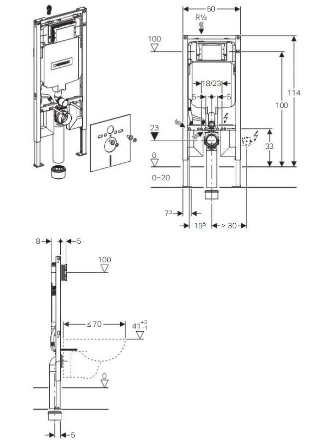 Podometni splakovalniki 111.794.00.1 Geberit Duofix 114 cm podometni splakovalnik za WC školjko (111.796.00.1) | KOPALNICA-ONLINE.SI
