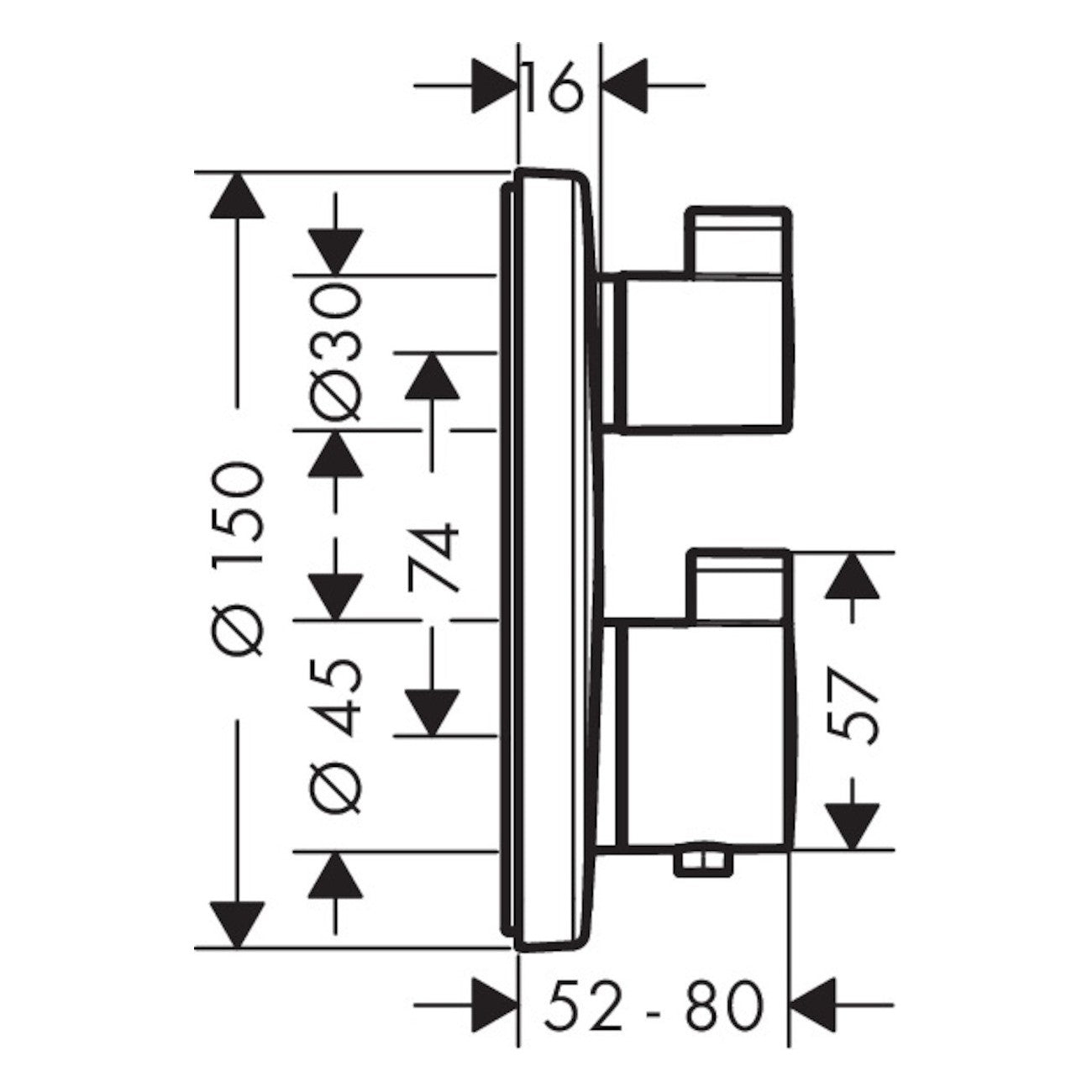 Armature 15757000 Hansgrohe Ecostat S termostatska pokrivna plošča | KOPALNICA-ONLINE.SI