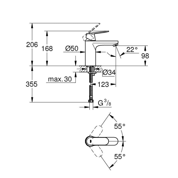 Armature 23327KW0 Grohe Eurosmart Cosmopolitan armatura za umivalnik črna | KOPALNICA-ONLINE.SI