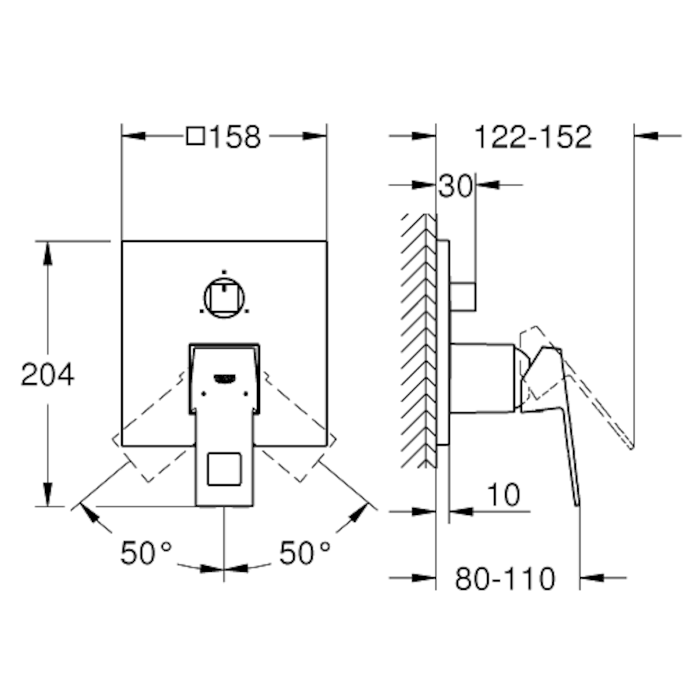 Armature 24094000 Grohe Eurocube pokrivna plošča za kad ali tuš | KOPALNICA-ONLINE.SI