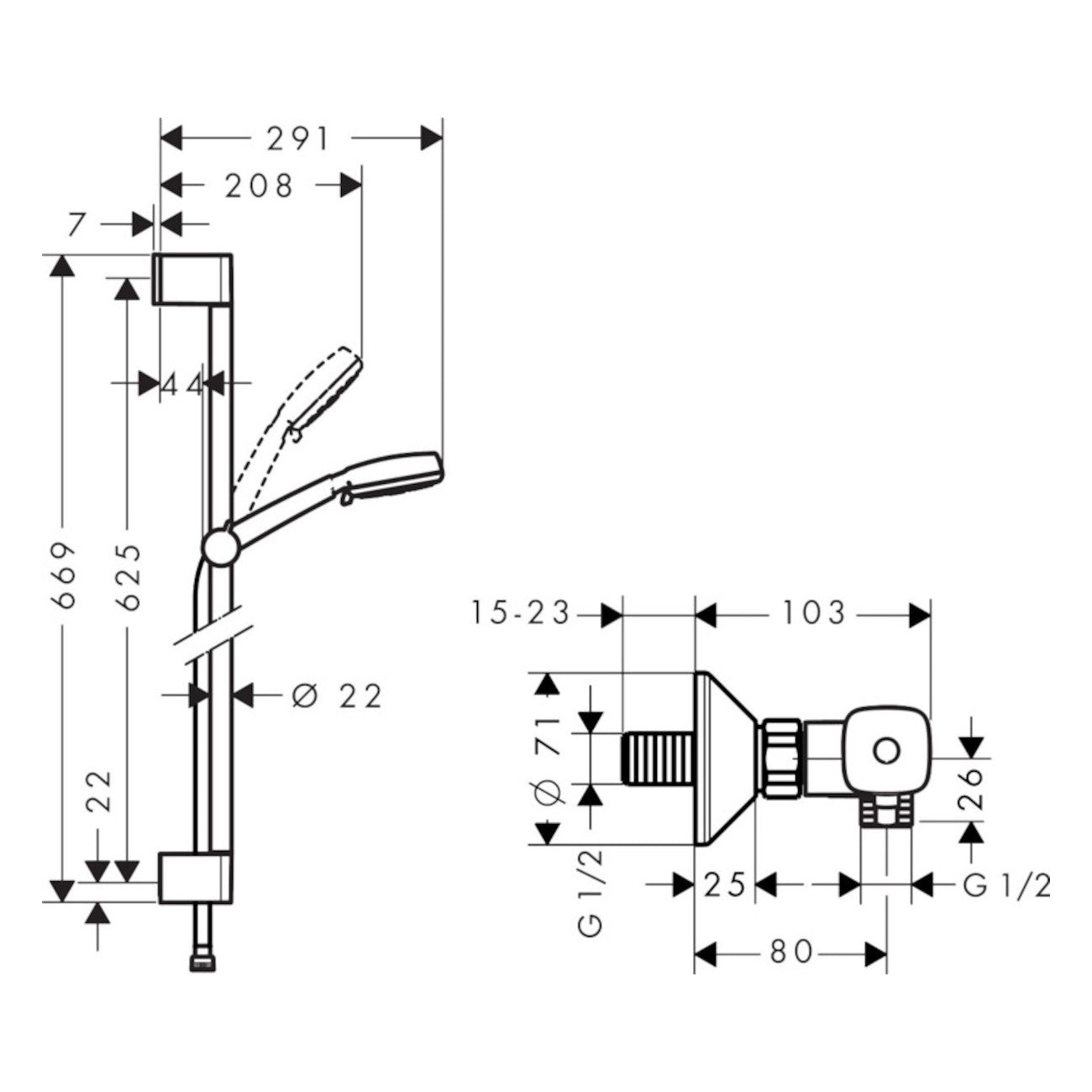 Tuš sistemi 27030400 Hansgrohe Crometta 100 4jet stenska termostatska armatura s tuš setom | KOPALNICA-ONLINE.SI
