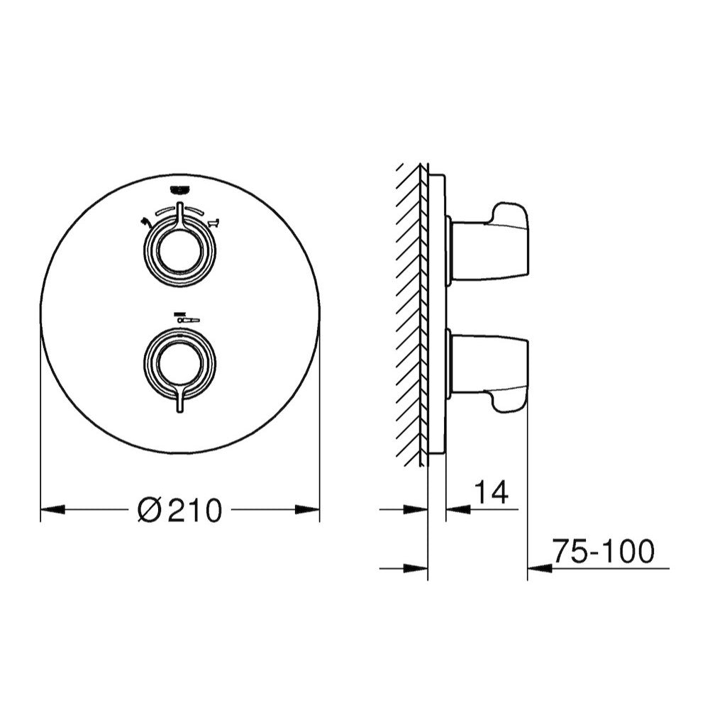 Armature 29095000 Grohe Grohtherm Special termostatska pokrivna plošča | KOPALNICA-ONLINE.SI