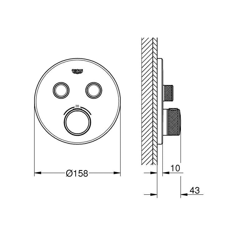 Armature 29119AL0 Grohe SmartControl termostatska pokrivna plošča | KOPALNICA-ONLINE.SI