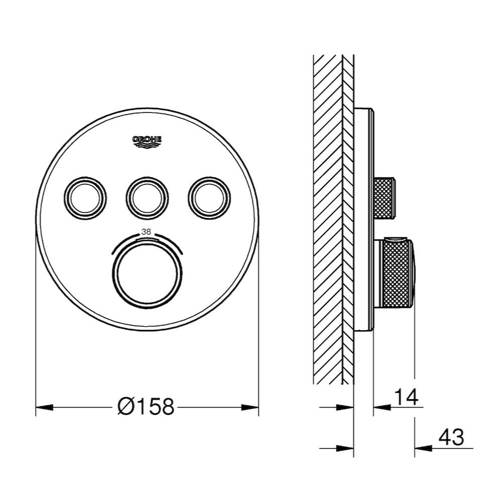 Armature 29904LS0 Grohe SmartControl termostatska pokrivna plošča | KOPALNICA-ONLINE.SI
