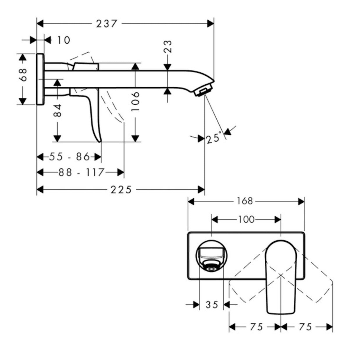 Armature 31086000 Hansgrohe Metris podometna armatura za umivalnik | KOPALNICA-ONLINE.SI