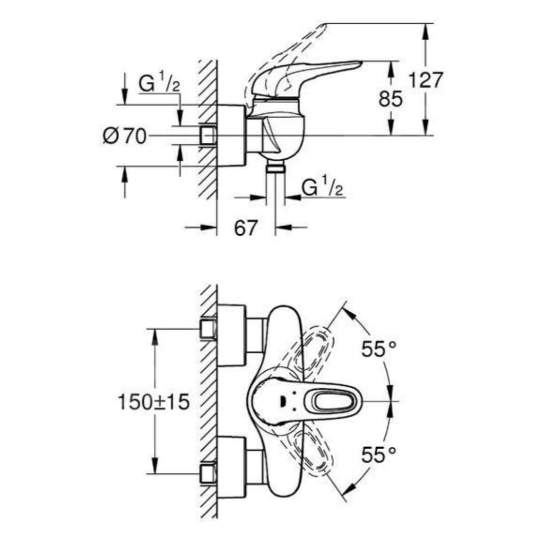 Armature 33590003 Grohe Eurostyle stenska armatura za tuš | KOPALNICA-ONLINE.SI