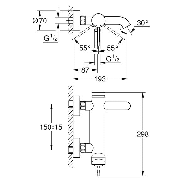 33624AL1 Grohe Essence New stenska armatura za kad