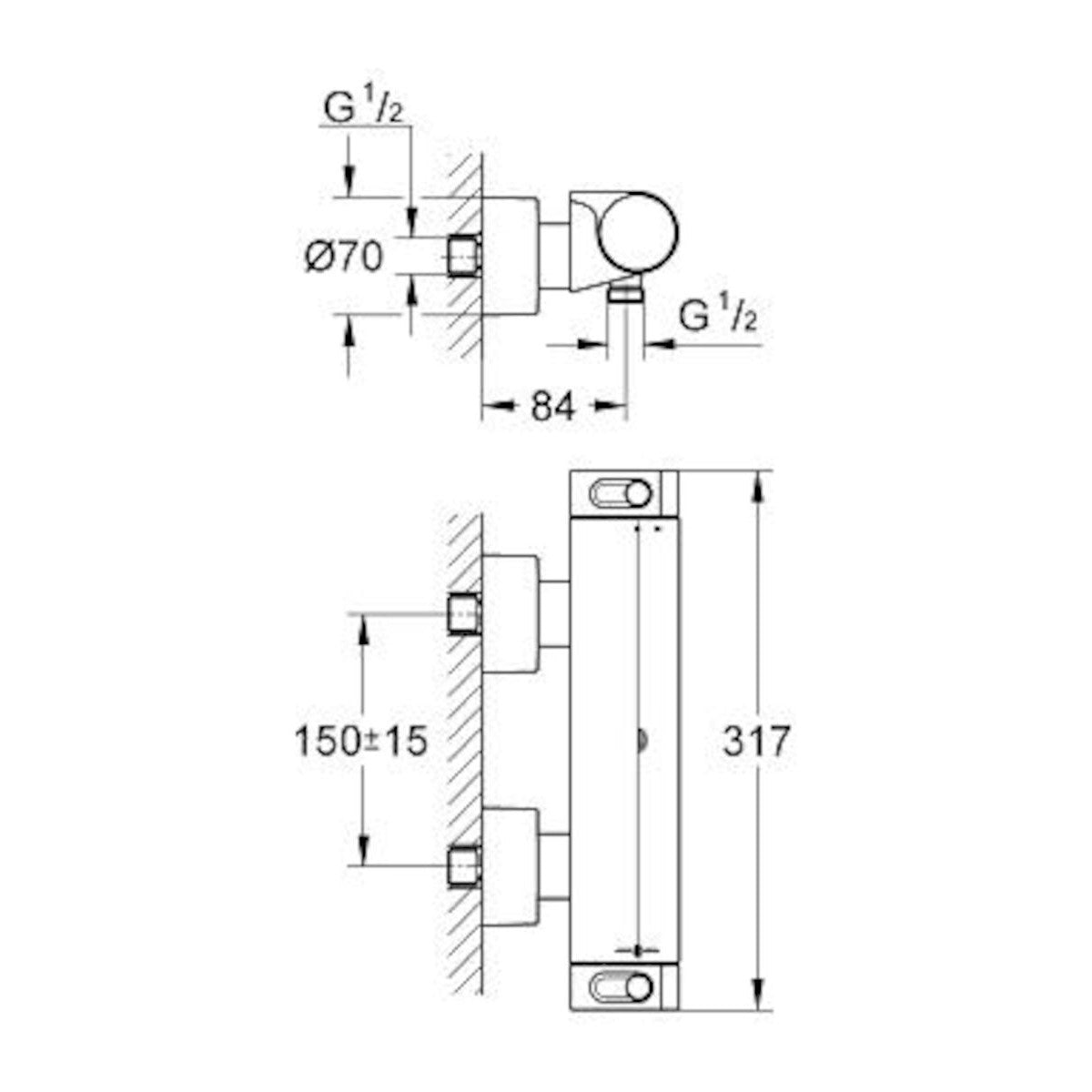 Armature 34169001 Grohe Grohtherm 2000 stenska termostatska armatura za tuš | KOPALNICA-ONLINE.SI