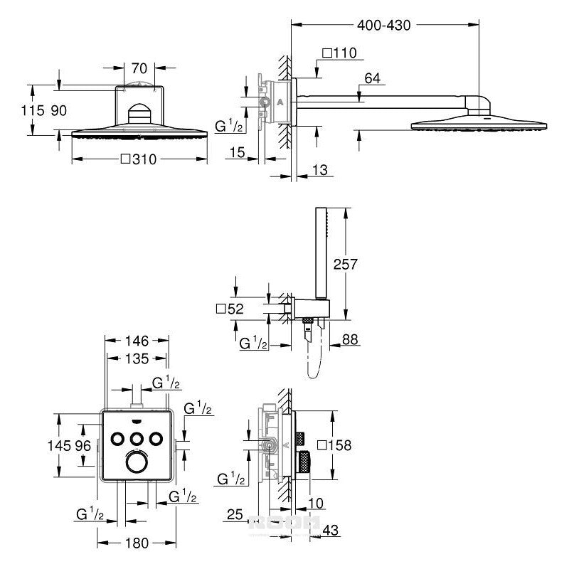 Armature 34706000 Grohe Grohtherm SmartControl termostatski podometni komplet za tuš | KOPALNICA-ONLINE.SI