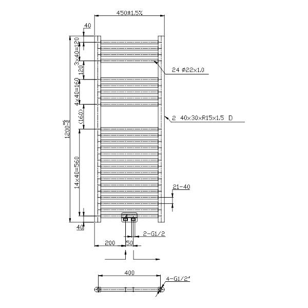 Radiatorji 4501200RS.0 Novaservis 45 cm x 120 cm kopalniški radiator univerzalni | KOPALNICA-ONLINE.SI