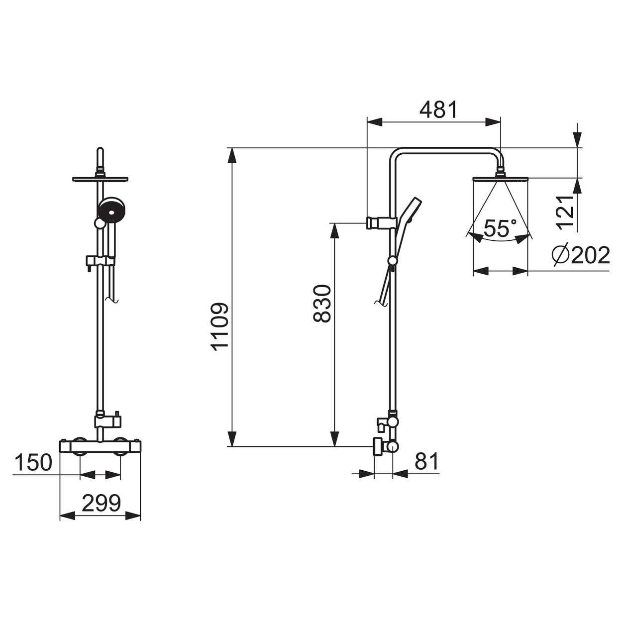 Tuš sistemi 58149103 Hansa Unita termostatska armatura s tuš setom | KOPALNICA-ONLINE.SI