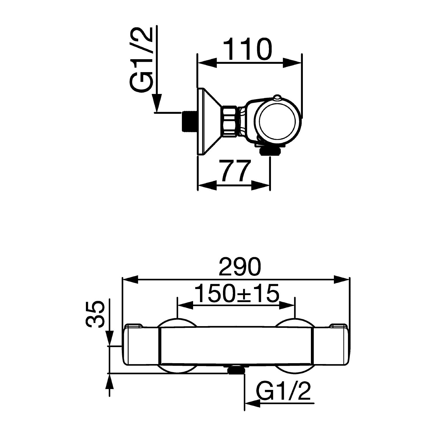 Armature 58150171 Hansa Micra stenska termostatska armatura za tuš | KOPALNICA-ONLINE.SI