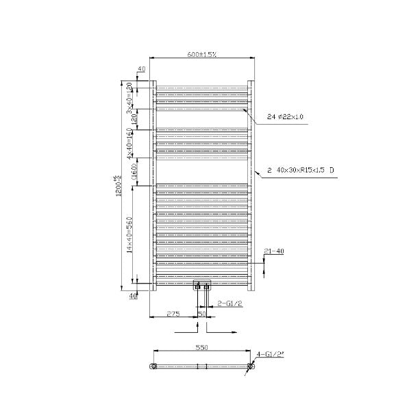 Radiatorji 6001200RS.0 Novaservis 60 cm x 120 cm kopalniški radiator univerzalni | KOPALNICA-ONLINE.SI