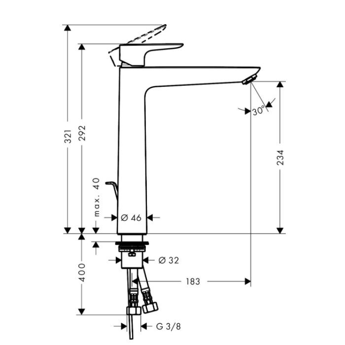 Armature 71716990 Hansgrohe Talis E 240 visoka armatura za umivalnik zlata | KOPALNICA-ONLINE.SI