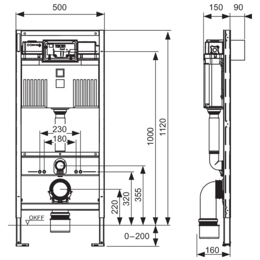 Podometni splakovalniki 9300302 TECE Profil podometni splakovalnik za WC školjko | KOPALNICA-ONLINE.SI