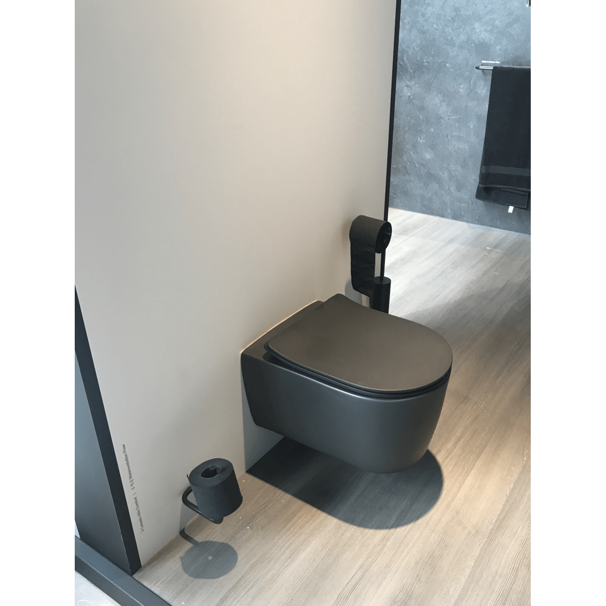 WC školjke AL010BL Glacera Alfa viseča brezrobna WC školjka črna z mat zaključkom | KOPALNICA-ONLINE.SI