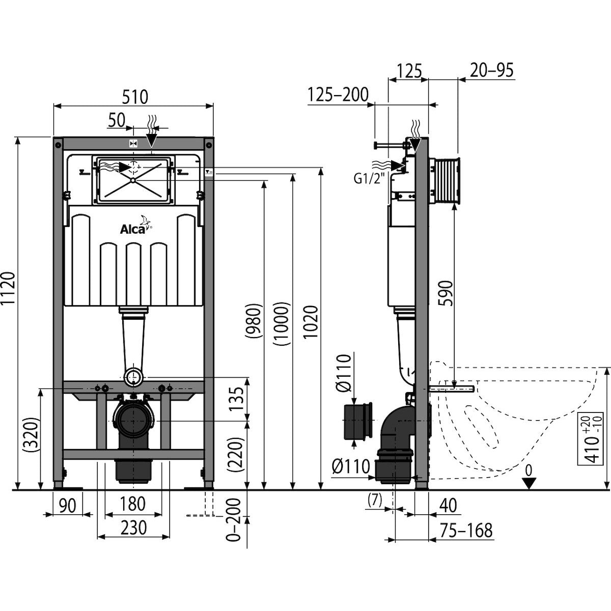 Podometni splakovalniki AM1011120 Alcaplast podometni splakovalnik za WC školjko | KOPALNICA-ONLINE.SI