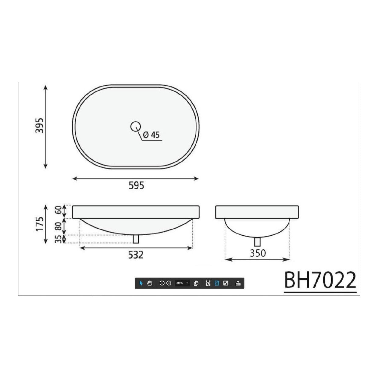 Umivalniki BH7022 Sapho Lima 59,5 x 39,5 cm ovalni nadpultni umivalnik | KOPALNICA-ONLINE.SI