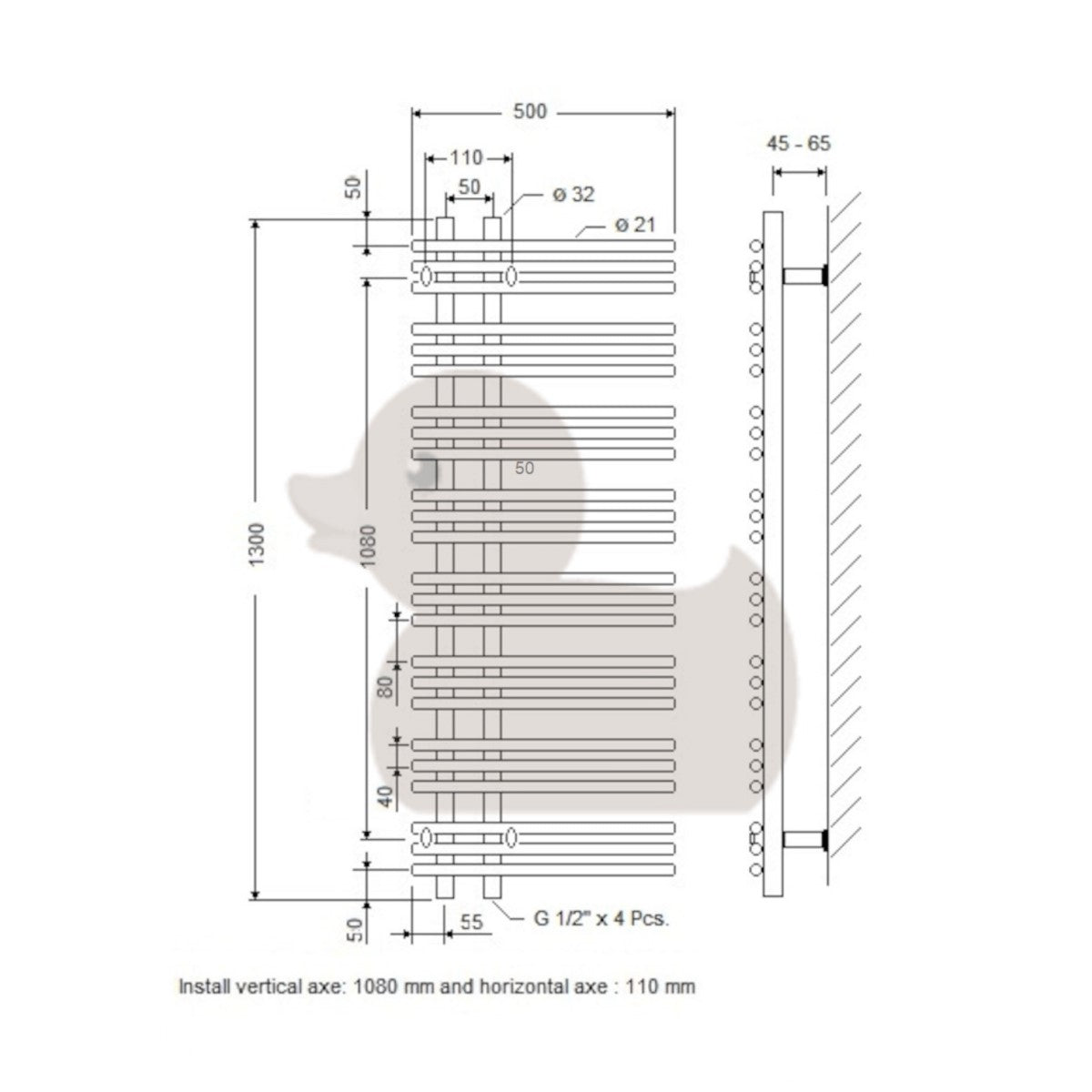 Radiatorji CO5001300CRS Anima Cornelius 50 cm x 130 cm kopalniški radiator univerzalni | KOPALNICA-ONLINE.SI