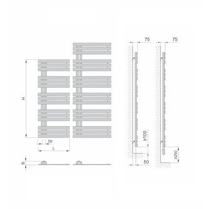 Radiatorji DMIR12360500 ISAN Miro 124 cm x 50 cm kopalniški radiator univerzalni | KOPALNICA-ONLINE.SI