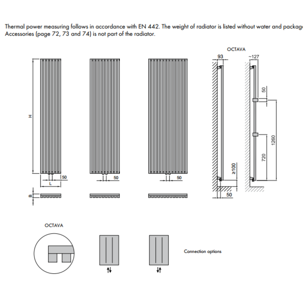 Radiatorji DOCT15000462CSM ISAN Octava 150 cm x 46 cm kopalniški radiator klasični | KOPALNICA-ONLINE.SI