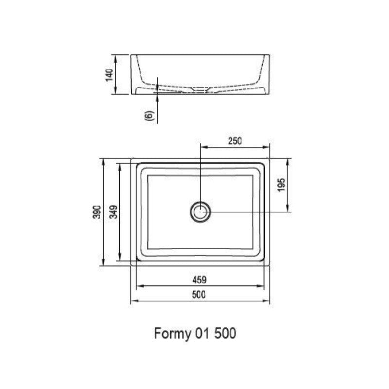 FORUM0150 Ravak Formy 50 x 39 cm pravokotni nadpultni umivalnik iz litega marmorja