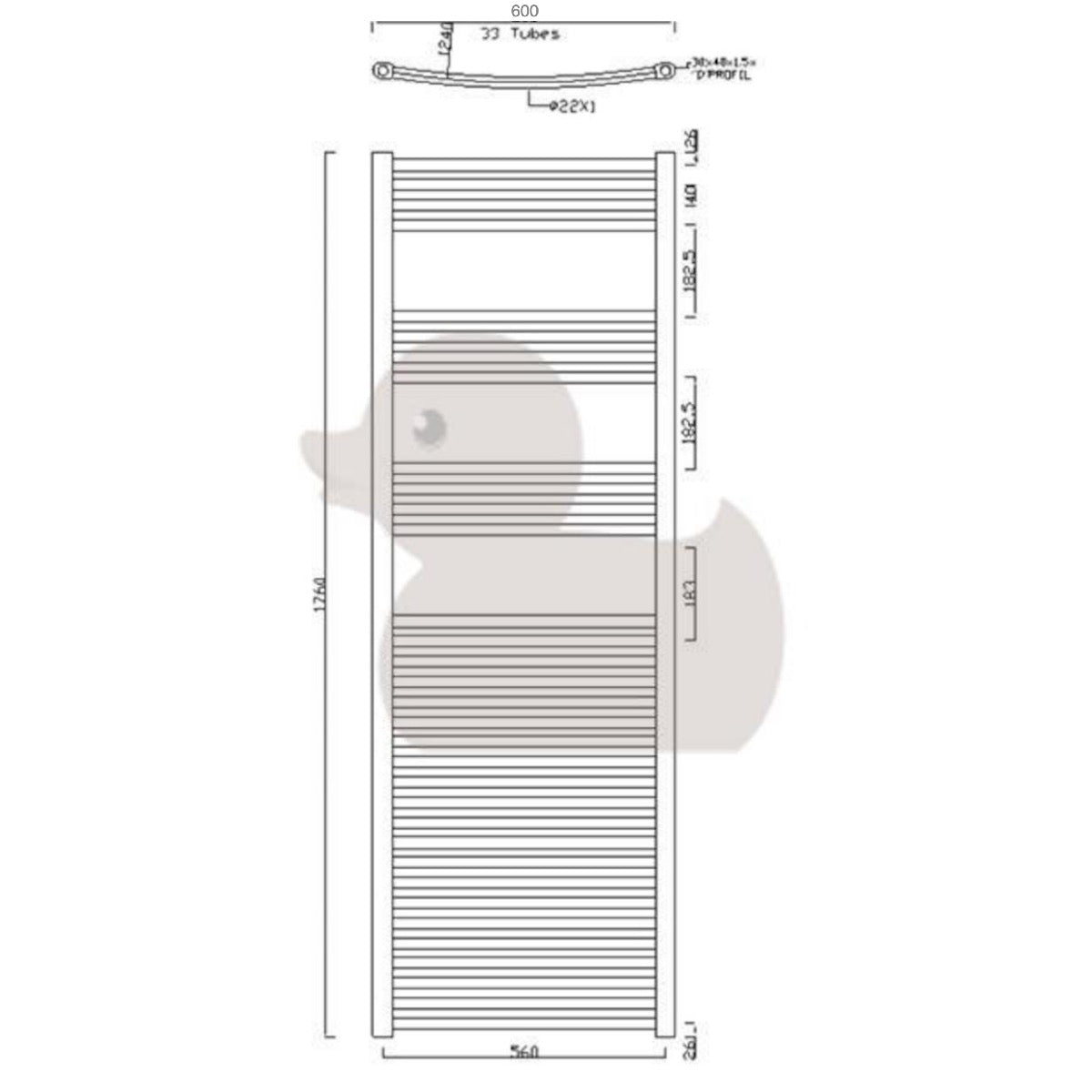 MA6001760CR Anima Marcus 60 cm x 176 cm kopalniški radiator univerzalni