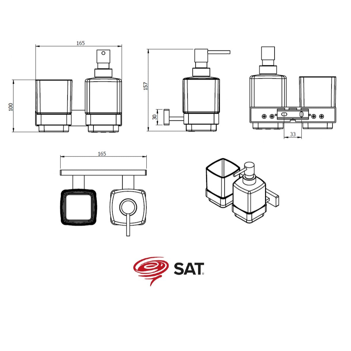 SATDSIMS48 SAT Simply S SET milnik za tekoče milo ter kozarec