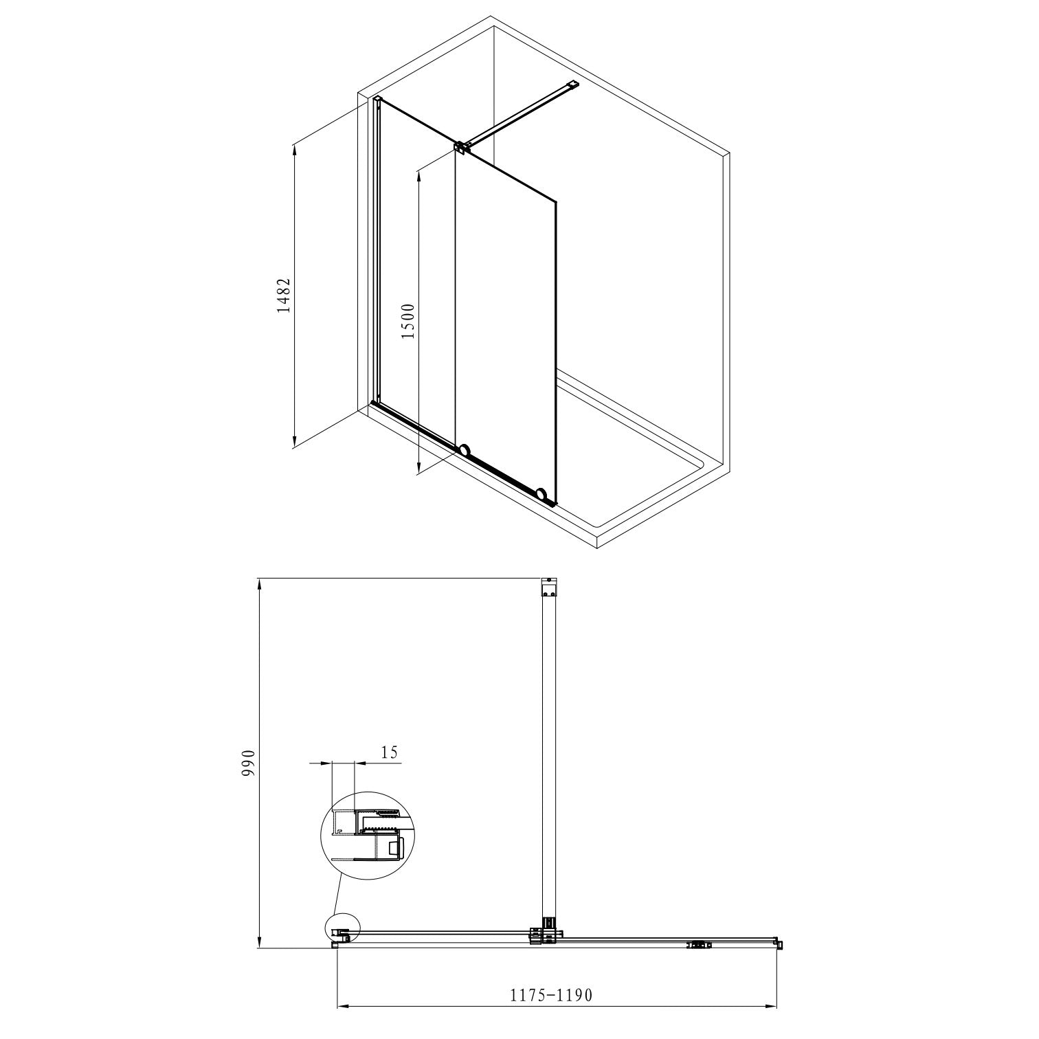 SATWIXMVZ150C SAT Walk-In Xmotion 150 x 117 drsna tuš stena za kad