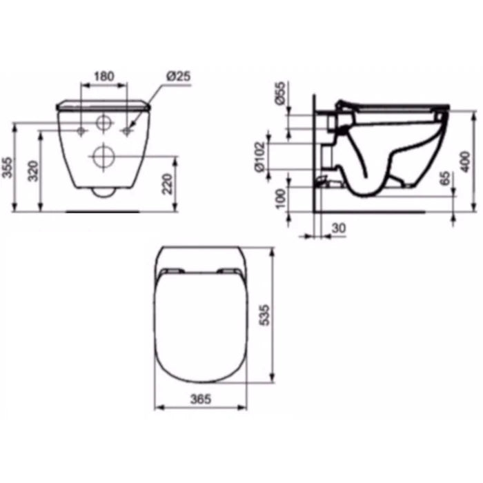 SIKOTSE0 Ideal Standard Testra brezrobna WC školjka s kompletom TECE 9400400