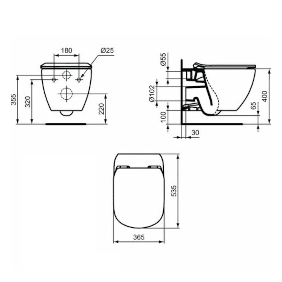 T354601 Ideal Standard Tesi AQUABLADE viseča brezrobna WC školjka z WC desko s počasnim zapiranjem