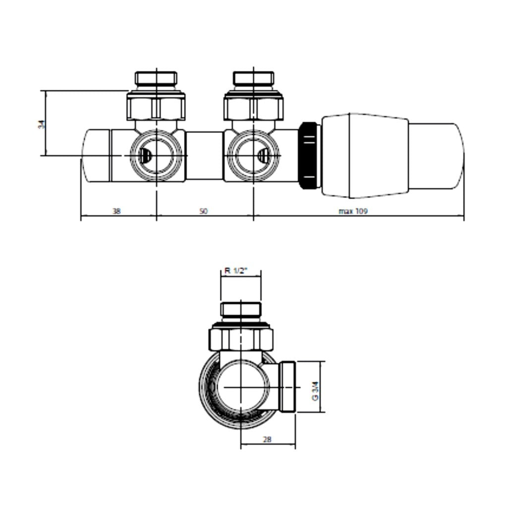 SADATERMRBEKM P.M.H. termostatski ventil za radiator - črni