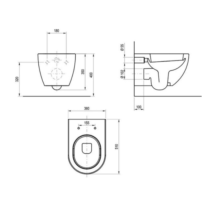 X01535 Ravak Uni Chrome RimOff viseča brezrobna WC školjka