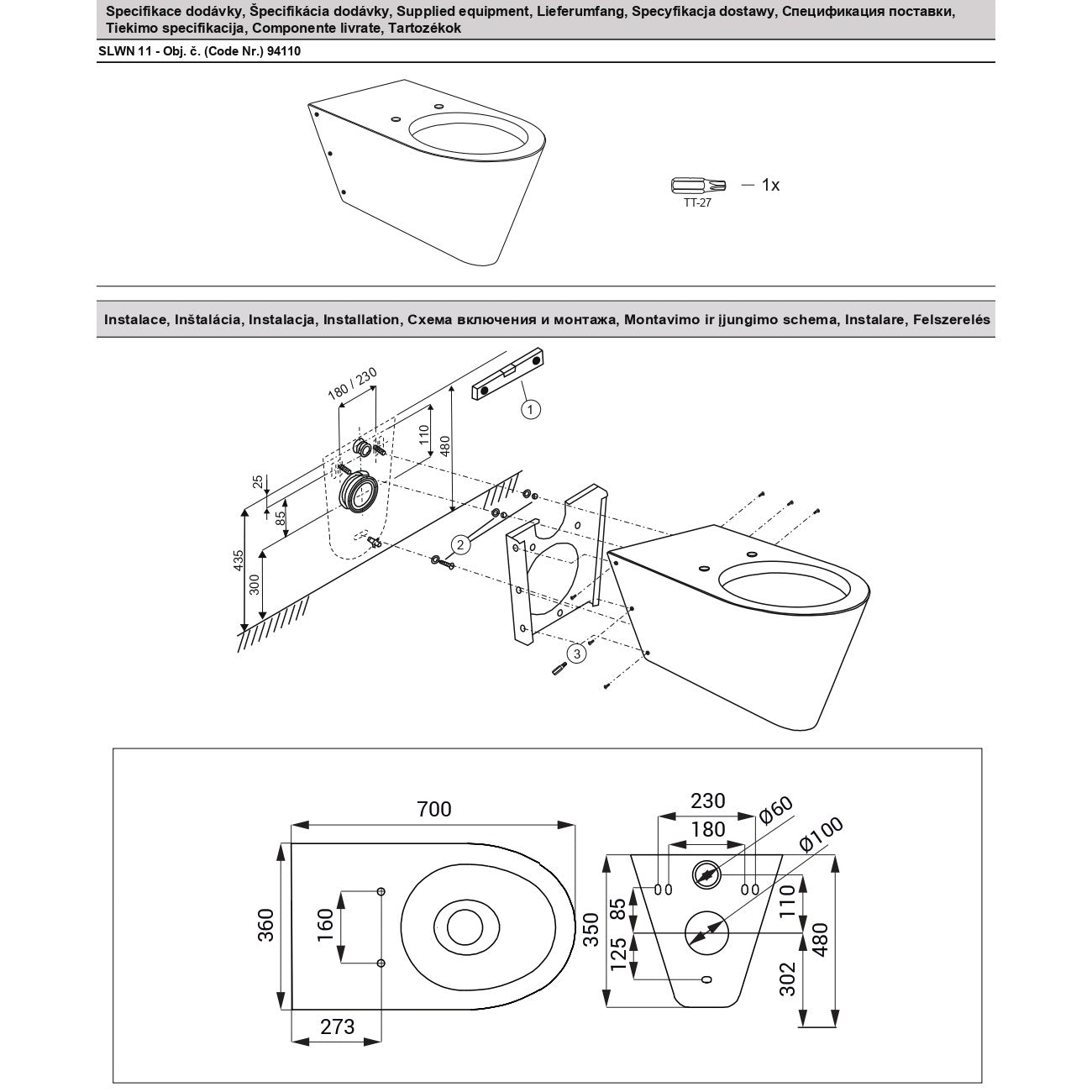 WC školjke 94110 Sanela SLWN 11 viseča WC školjka za invalide iz nerjavnega jekla Anti Vandalism | KOPALNICA-ONLINE.SI