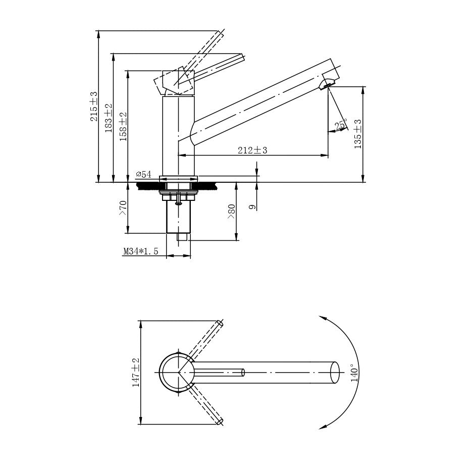 STNRZ282 SIKO Steel vrtljiva kuhinjska armatura